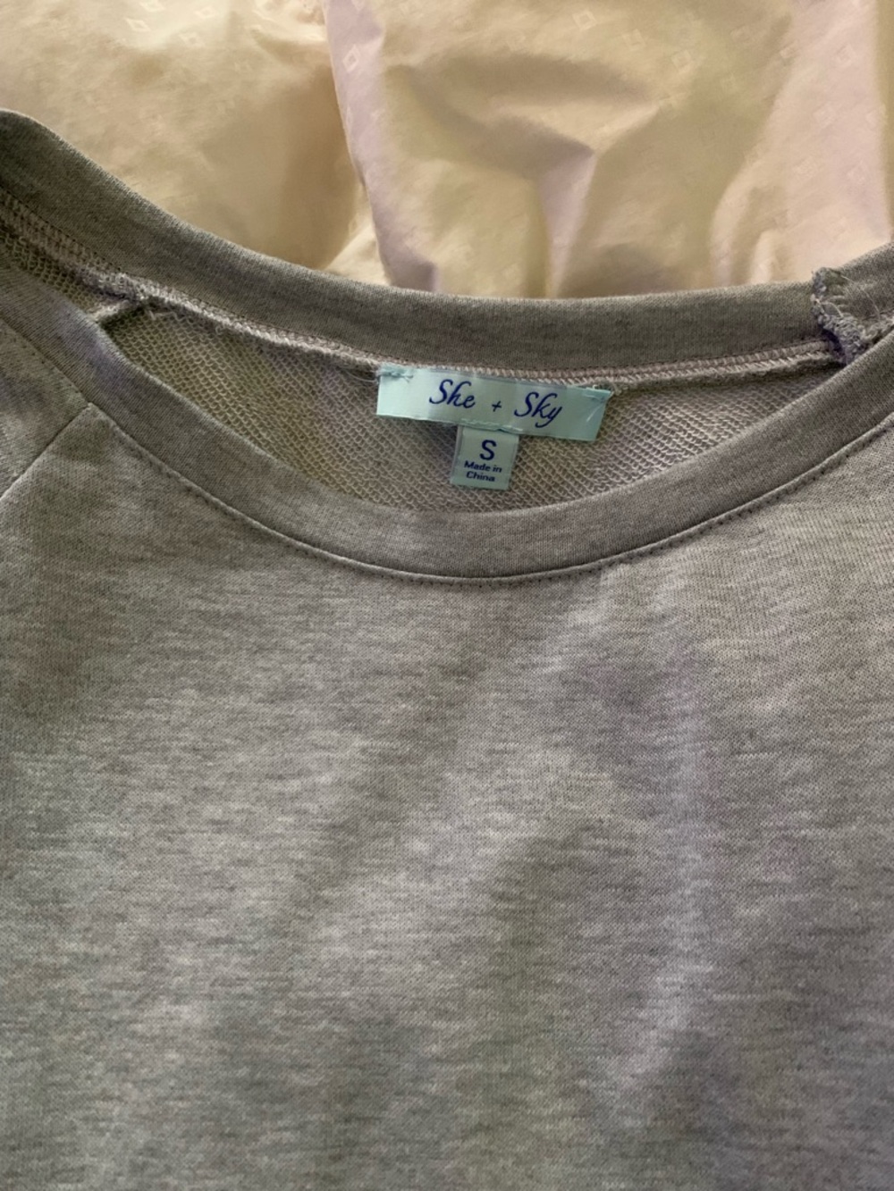 She + Sky Light Gray Scoop Neck Top
